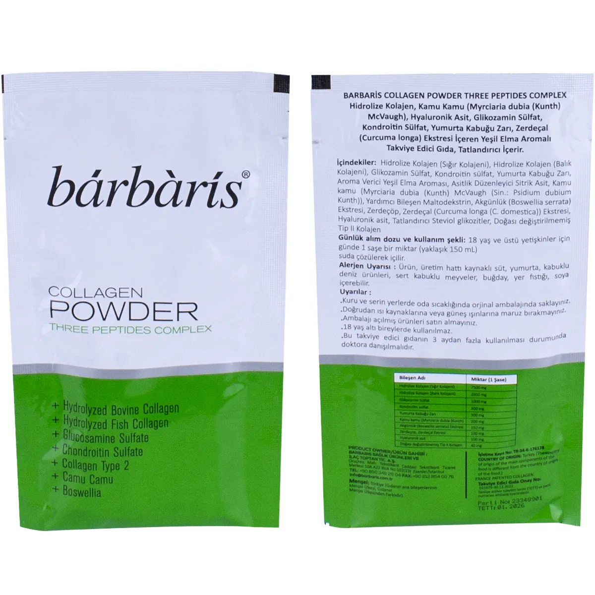 Barbaris Collagen Powder Three Peptides Complex 30 Saşe