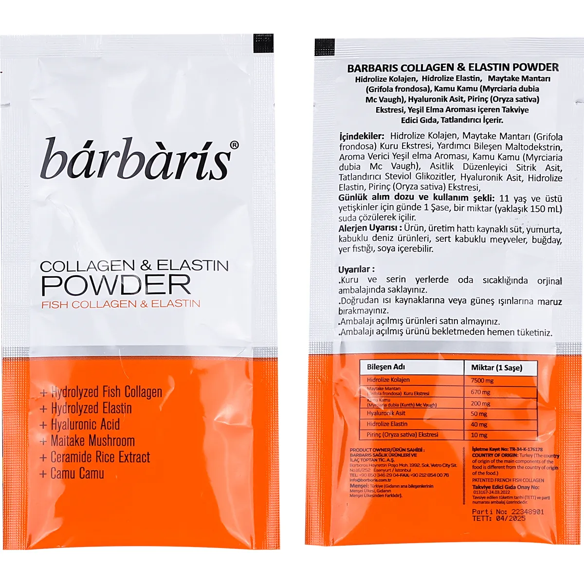 Barbaris Kolajen & Elastin Powder 30 Şase 2'li Paket