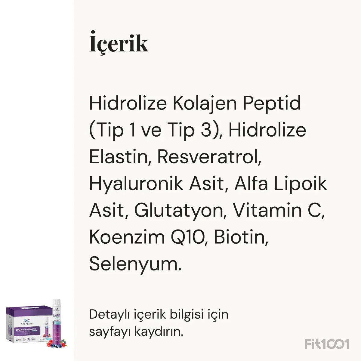 Colastin MultiPlus Kolajen ve Elastin 25 ml x 30 Shot