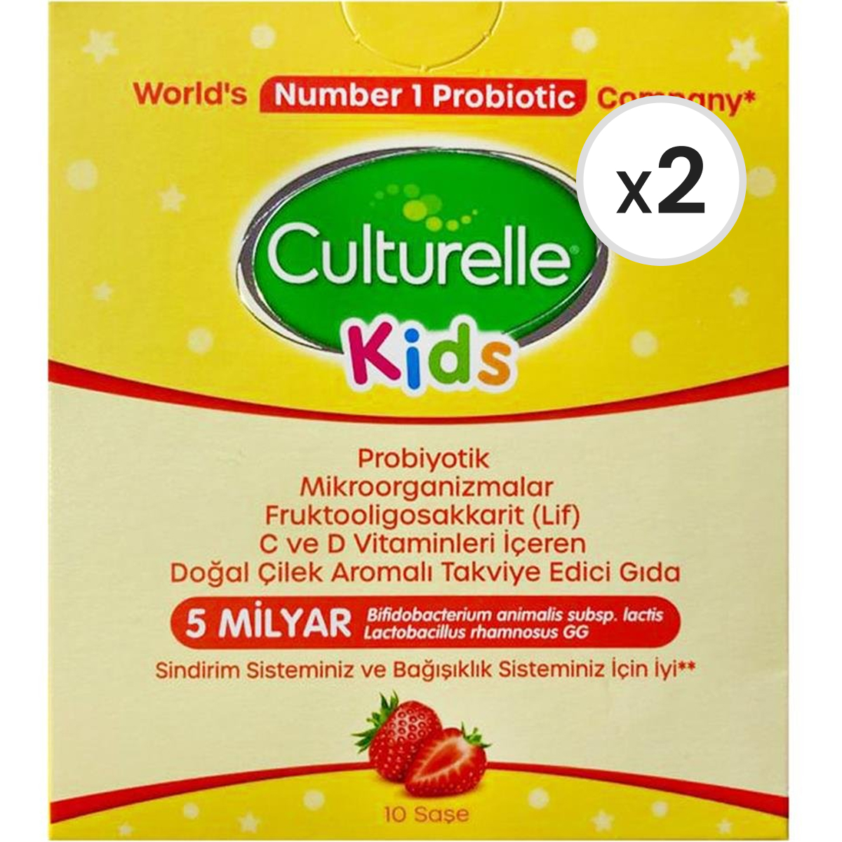 Culturelle Kids Doğal Çilek Aromalı Takviye Edici Gıda 10 Saşe 2'li Paket