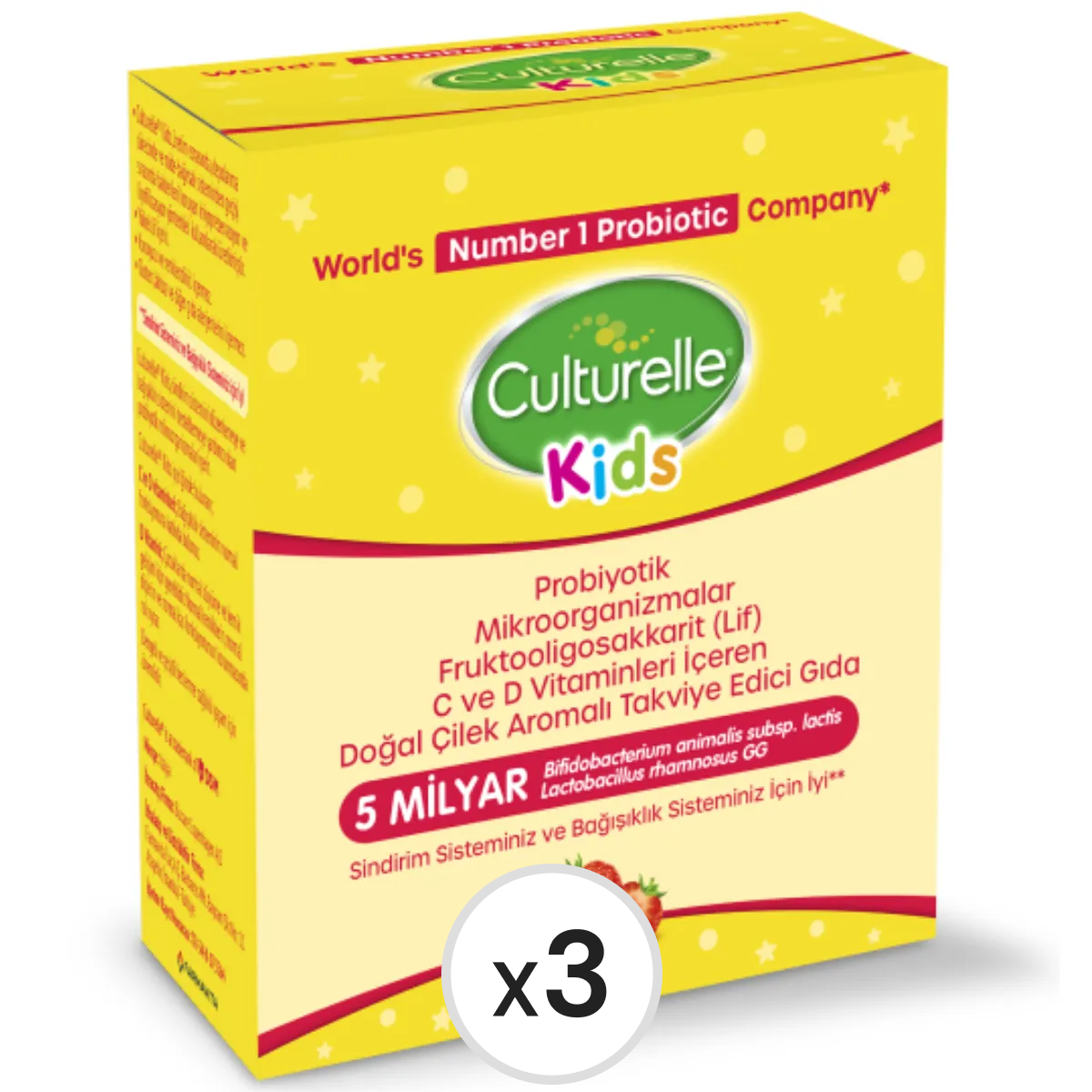 Culturelle Kids Doğal Çilek Aromalı Takviye Edici Gıda 30 Saşe 2'li Paket