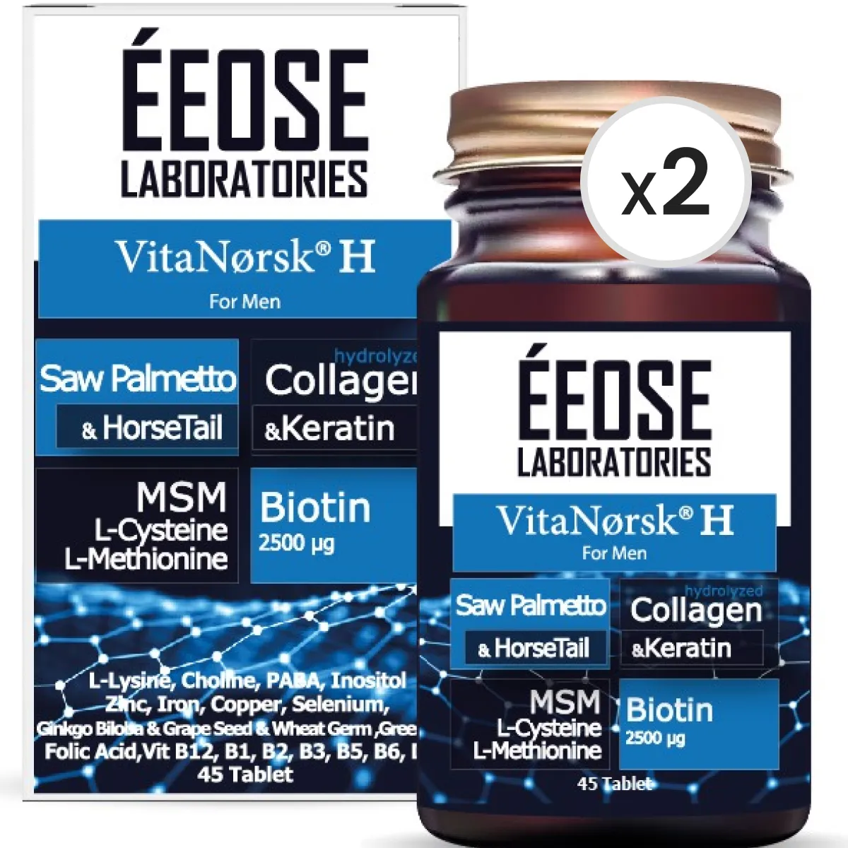 Éeose VitaNorsk H For Men 45 Tablet 2'li Paket