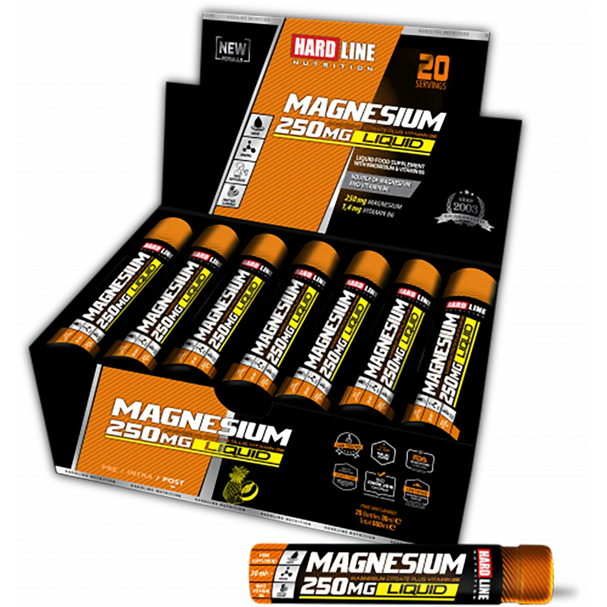 Hardline Nutrition Magnesium Liquid 250 mg 30 ml 20 Adet