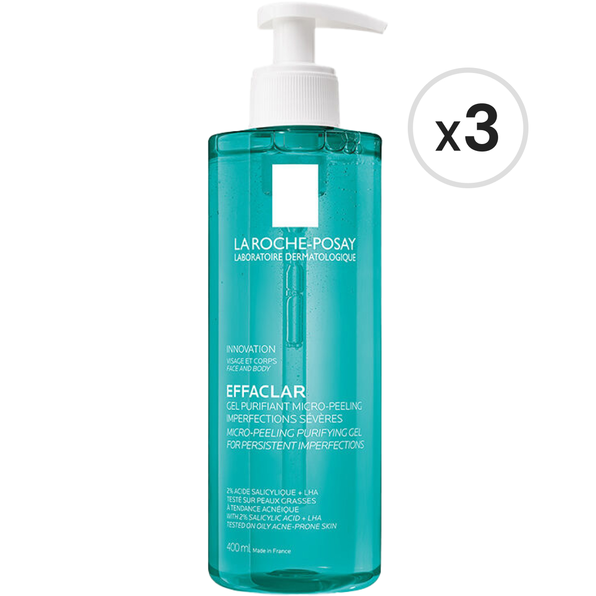 La Roche Posay Effaclar Mikro Peeling Arındırıcı Jel 400 ml 3'lü Paket