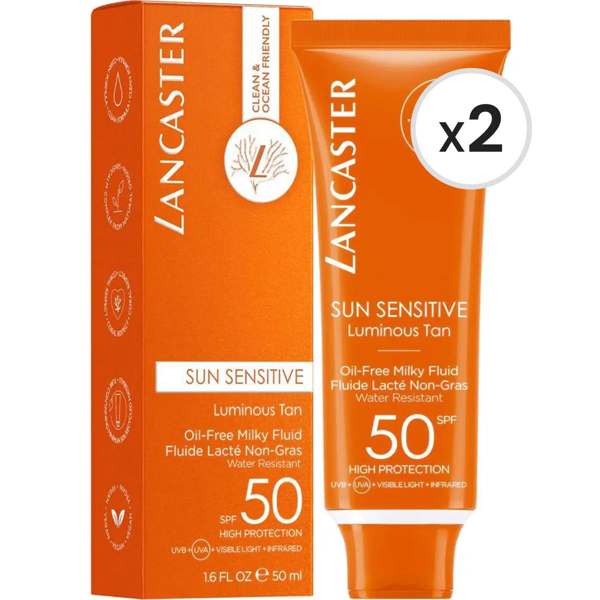 Lancaster Sun Sensitive Oil-Free Milky Fluid SPF50 50 ml 2'li Paket