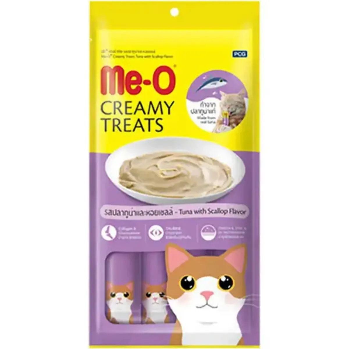 Me-O Creamy Treats Ton Balığı ve Deniz Taraklı Kedi Sıvı Ödül Maması 4 x 15 g