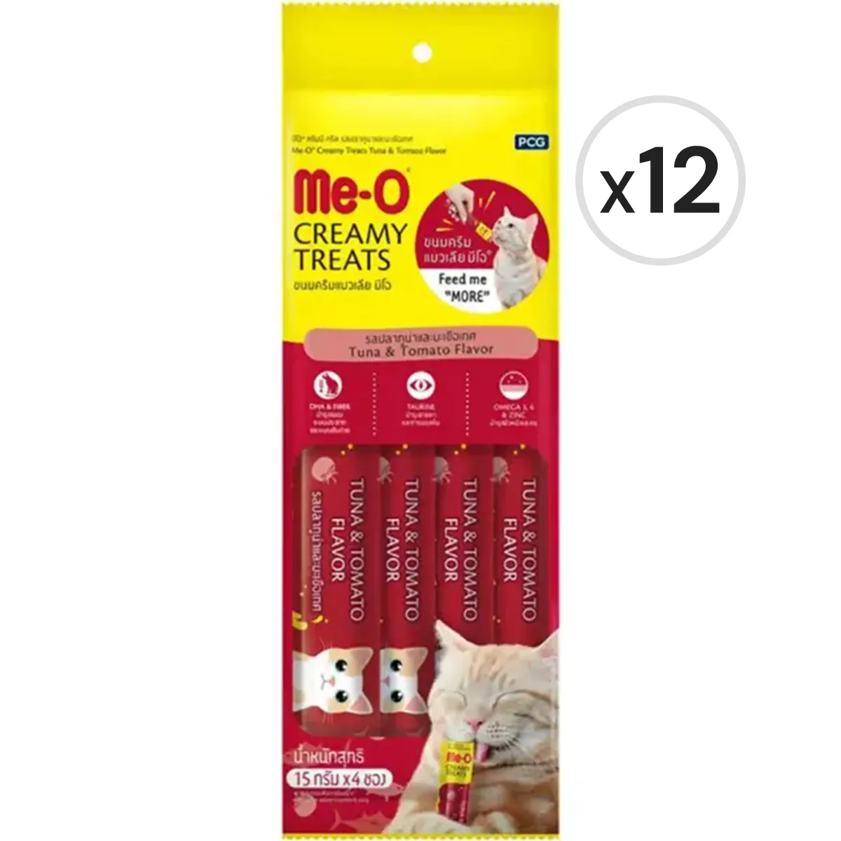 Me-O Creamy Treats Ton Balıklı ve Domatesli Krem Kedi Ödül Maması 4 x 15 g 12'li Paket