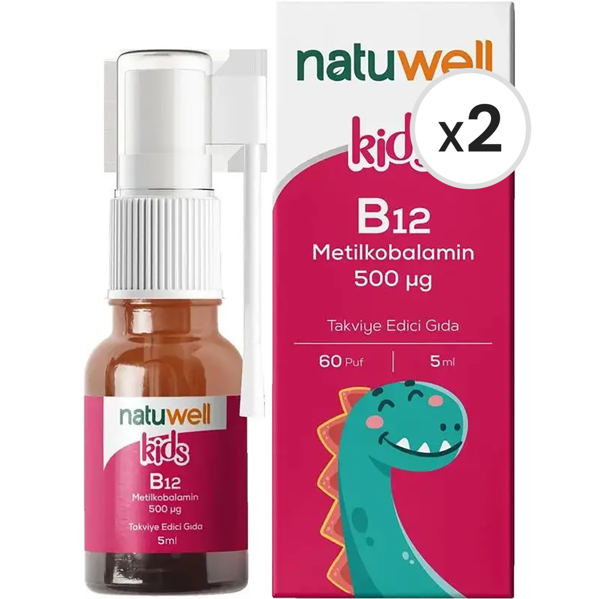 Natuwell Kids B12 Metilkobalamin Sprey 5 ml 2'li Paket