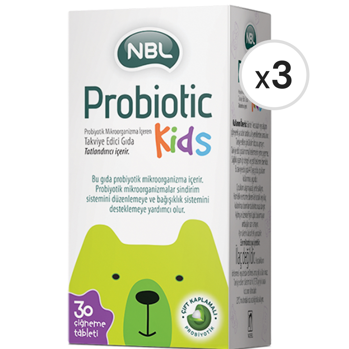 NBL Probiotic Kids 30 Çiğneme Tableti 3'lü Paket