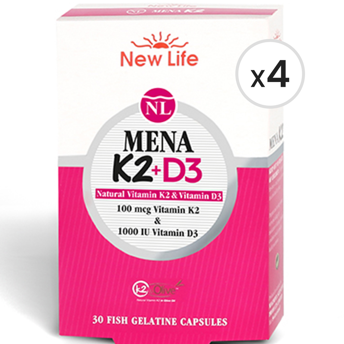 New Life Mena K2 + D3 30 Kapsül 4'lü Paket