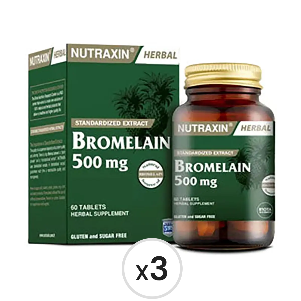 Nutraxin Bromelain 60 Tablet 3'lü Paket