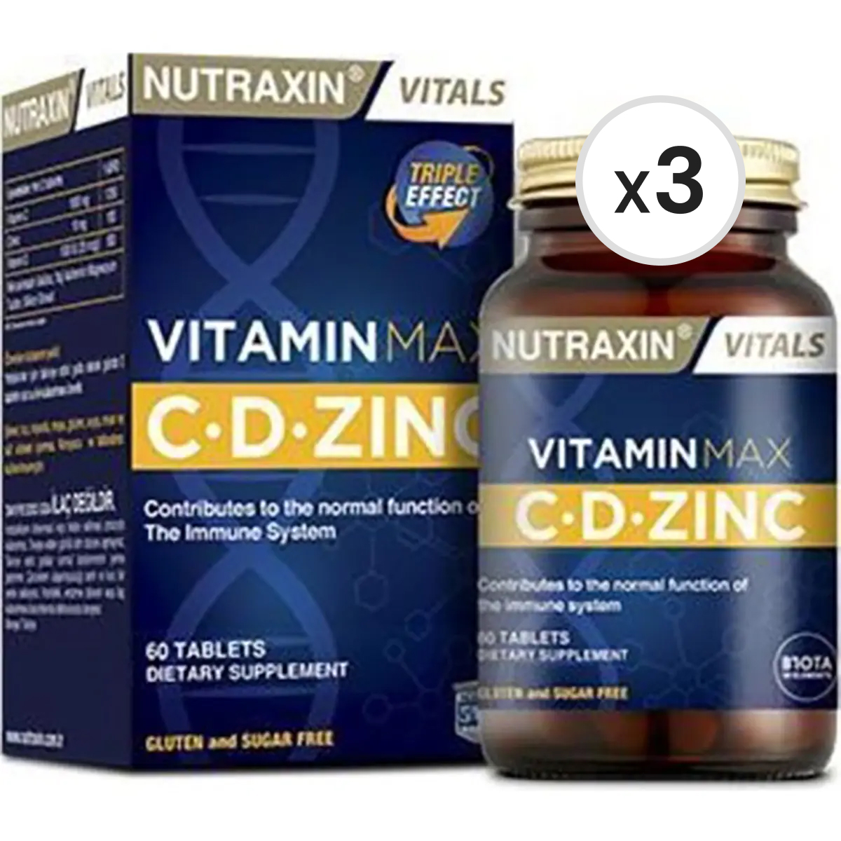 Nutraxin Vitamin Max C-D-Zinc 60 Tablet 3'lü Paket