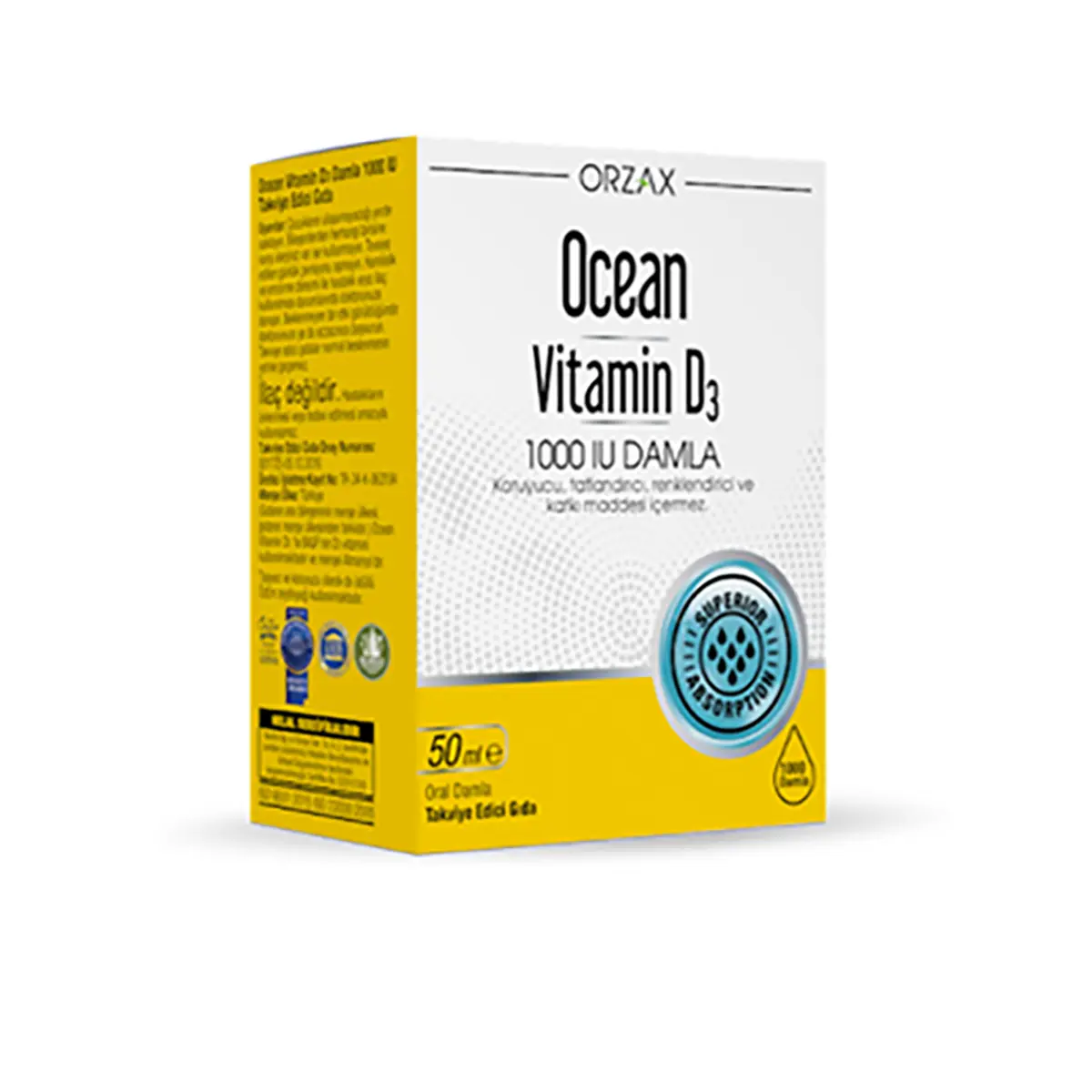 Orzax Ocean Vitamin D3 1000 IU 50 ml Damla