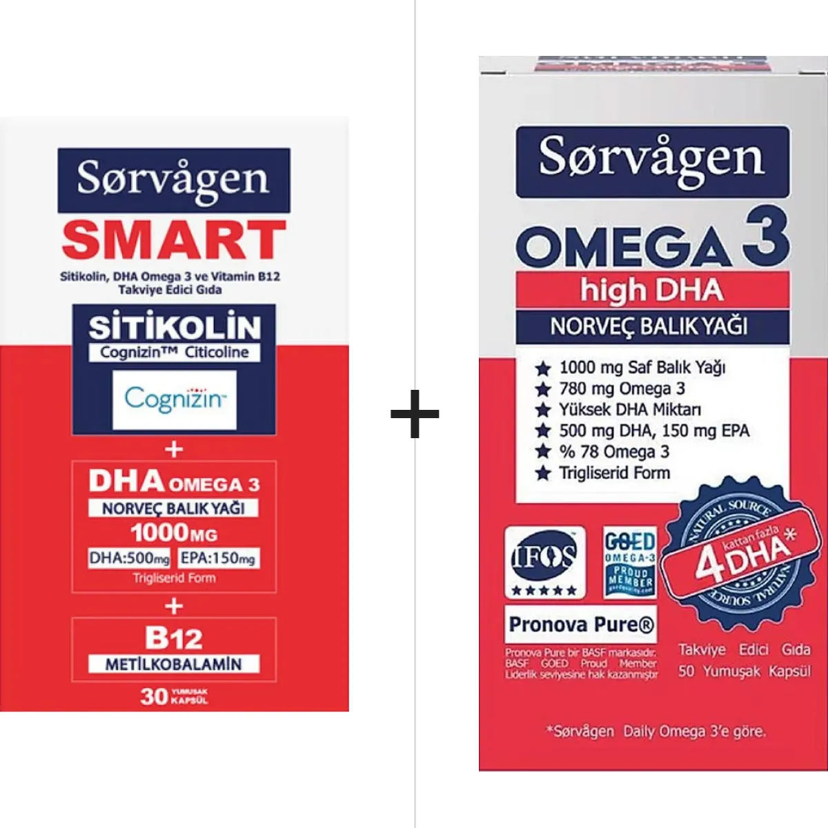 Sorvagen Smart Sitikolin 30 Kapsül & Omega 3 High DHA 50 Kapsül