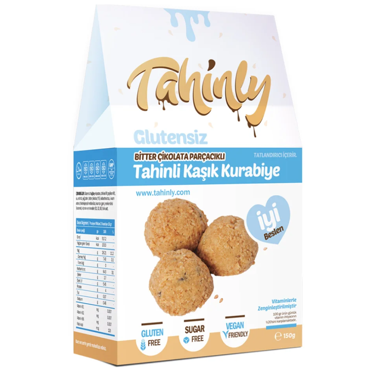 Tahinly Glütensiz Bitter Çikolata Parçacıklı Tahinli Kaşık Kurabiye 150 g