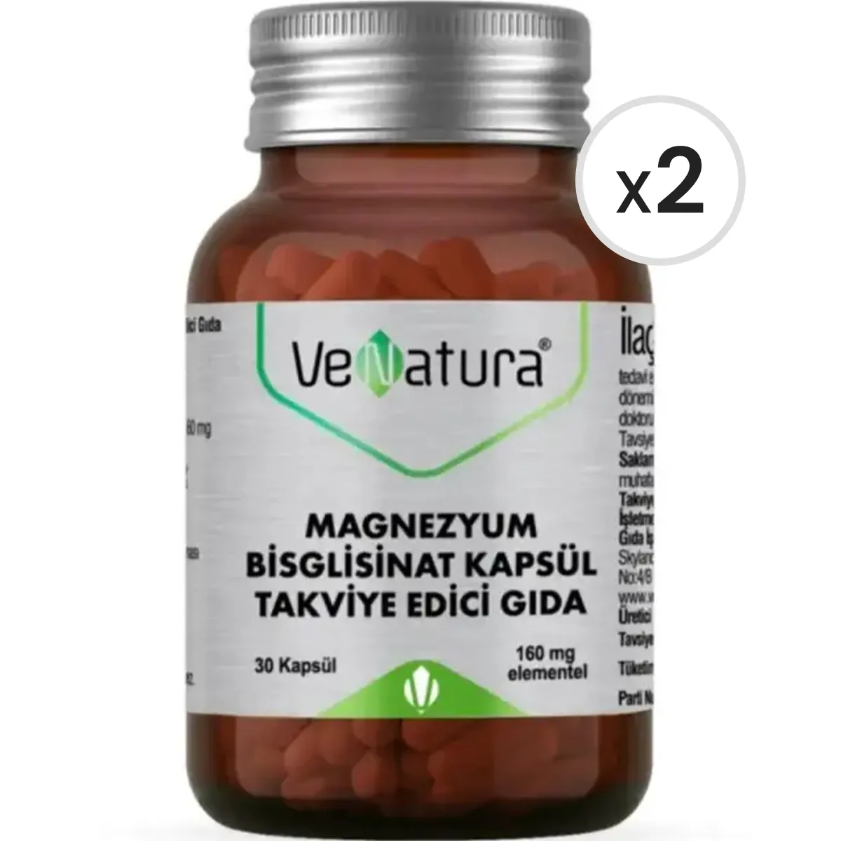 VeNatura Magnezyum Bisglisinat 160 mg 30 Kapsül 2'li Paket