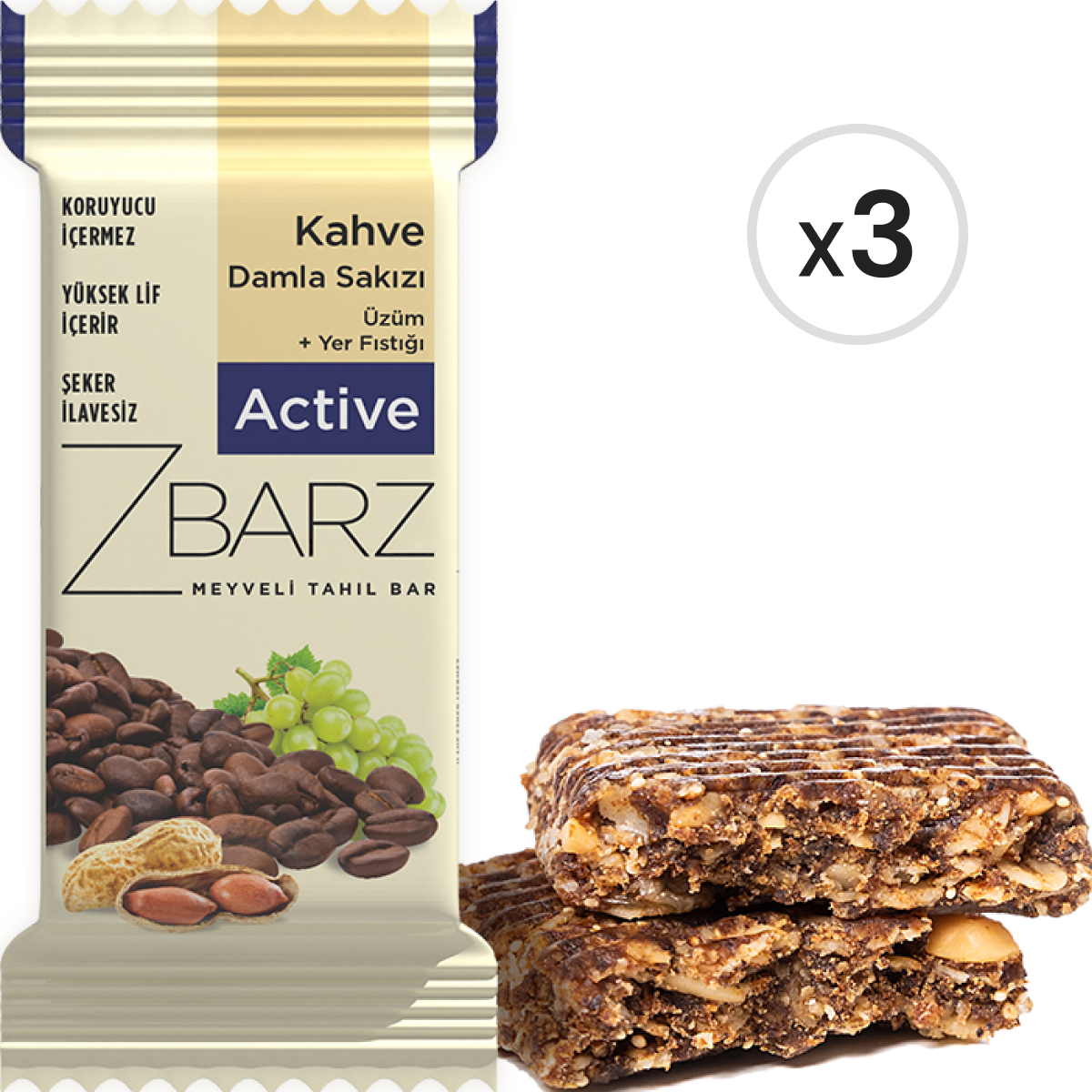 Zbarz Active Damla Sakızlı Tahıl Bar 35 g 3'lü Paket