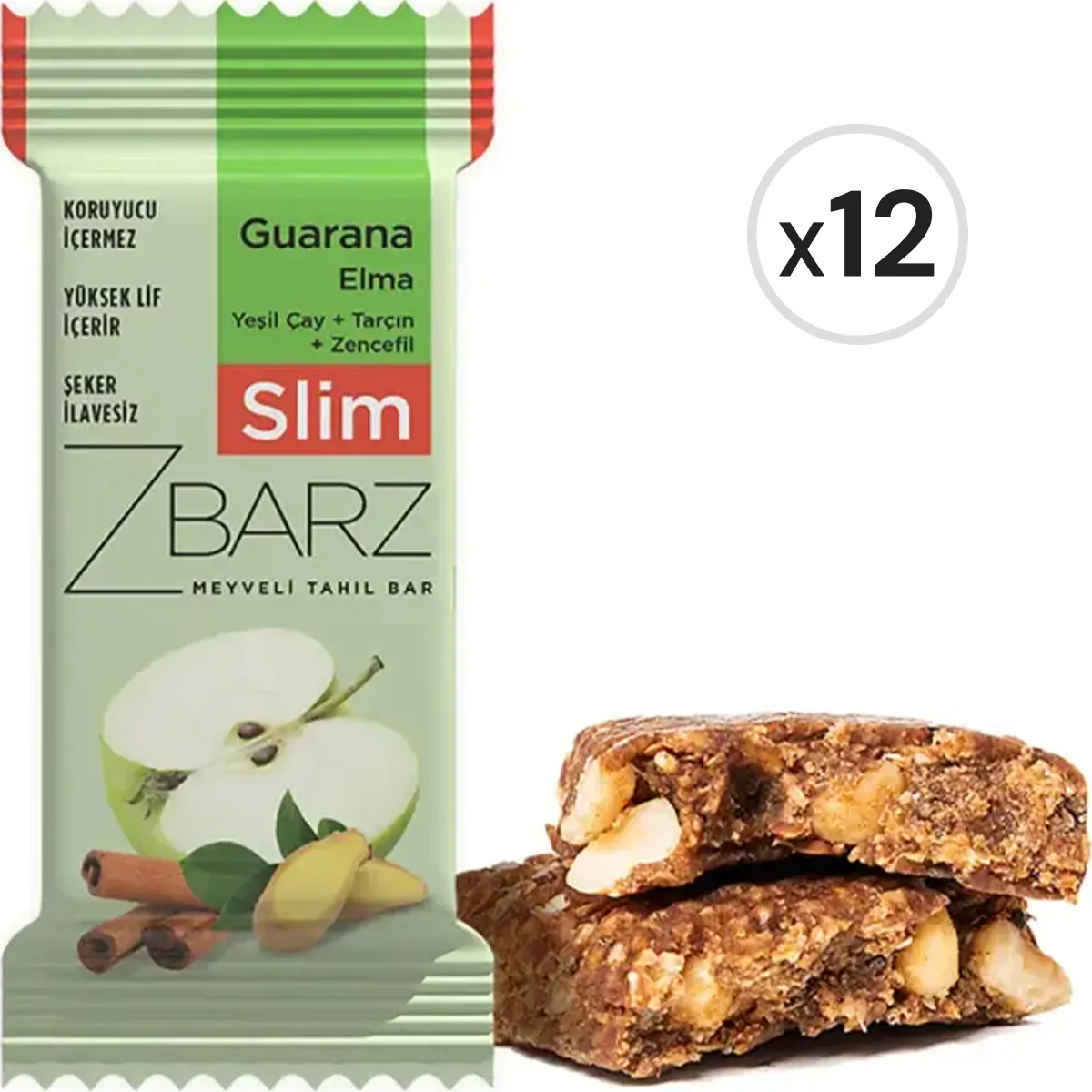 Zbarz Slim Guarana Elma Tahıl Bar 35 g 12'li Paket