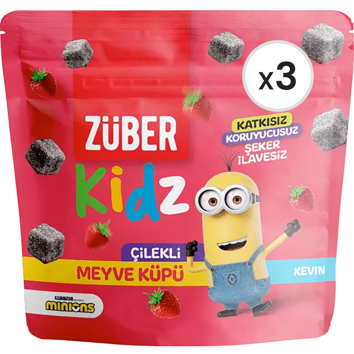 Züber Kidz Çilekli Meyve Küpü 3'lü Paket