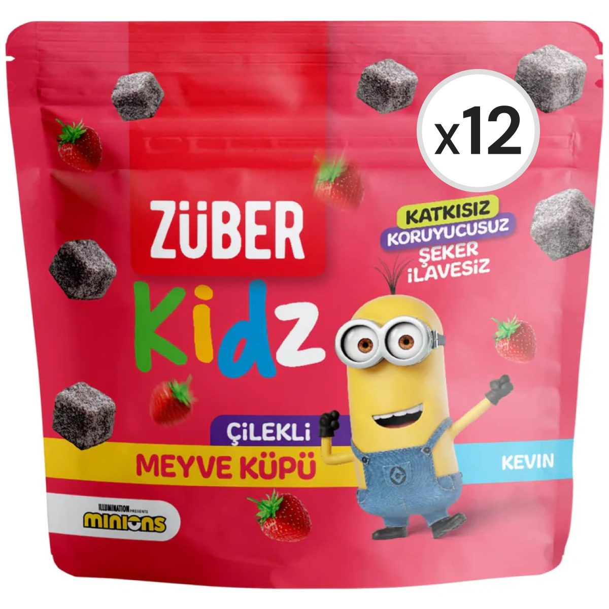Züber Kidz Çilekli Meyve Küpü 49 g 12'li Paket