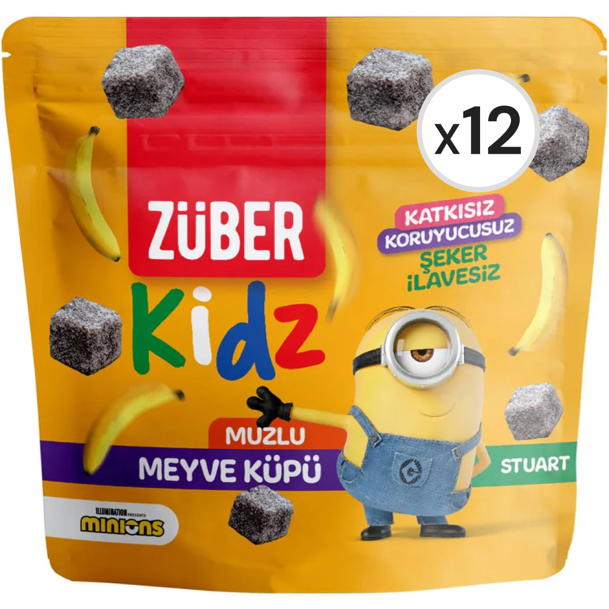 Züber Kidz Muzlu Meyve Küpü 49 g 12'li Paket