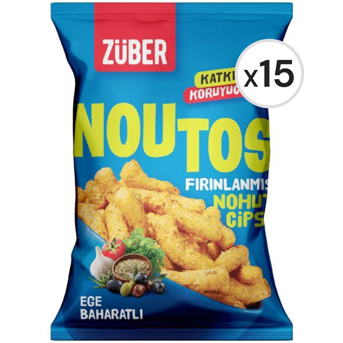 Züber Noutos Fırınlanmış Nohut Cipsi Ege 55 g 15'li Paket