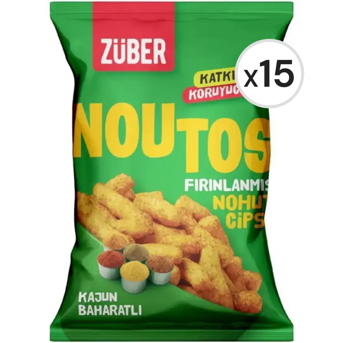 Züber Noutos Fırınlanmış Nohut Cipsi Kajun 55 g 15'li Paket